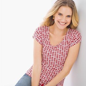 Chico’s  “LIPS!” Printed Top Sz 2 (12) Lg